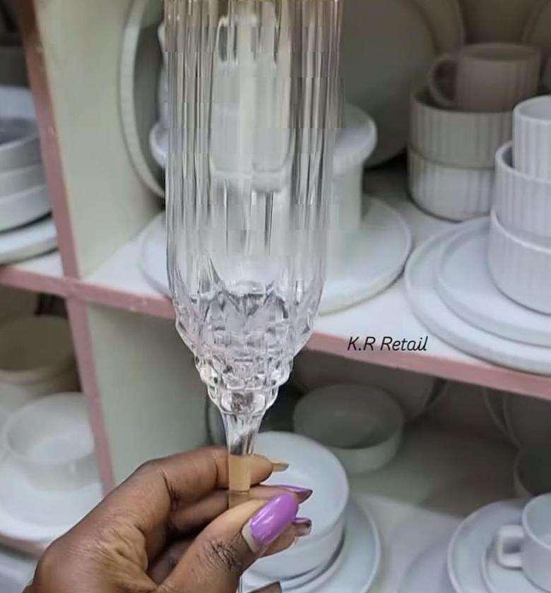 6pcs Crystal diamond champagne flutes and wine glasses. image