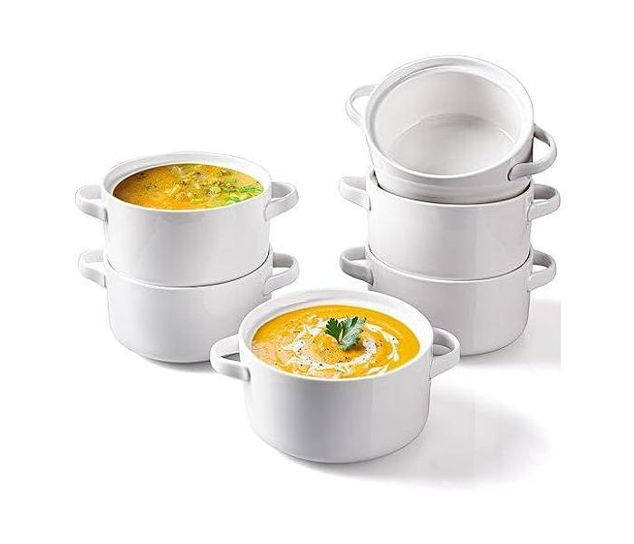 6 Pack Soup Bowls with Handles Large Serving Soup Bowl Set image