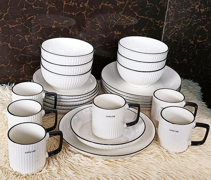 24 pcs Japanese dinner sets (6 Dinner plates, 6 side plates, 6 bowls &amp; 6 cups) image