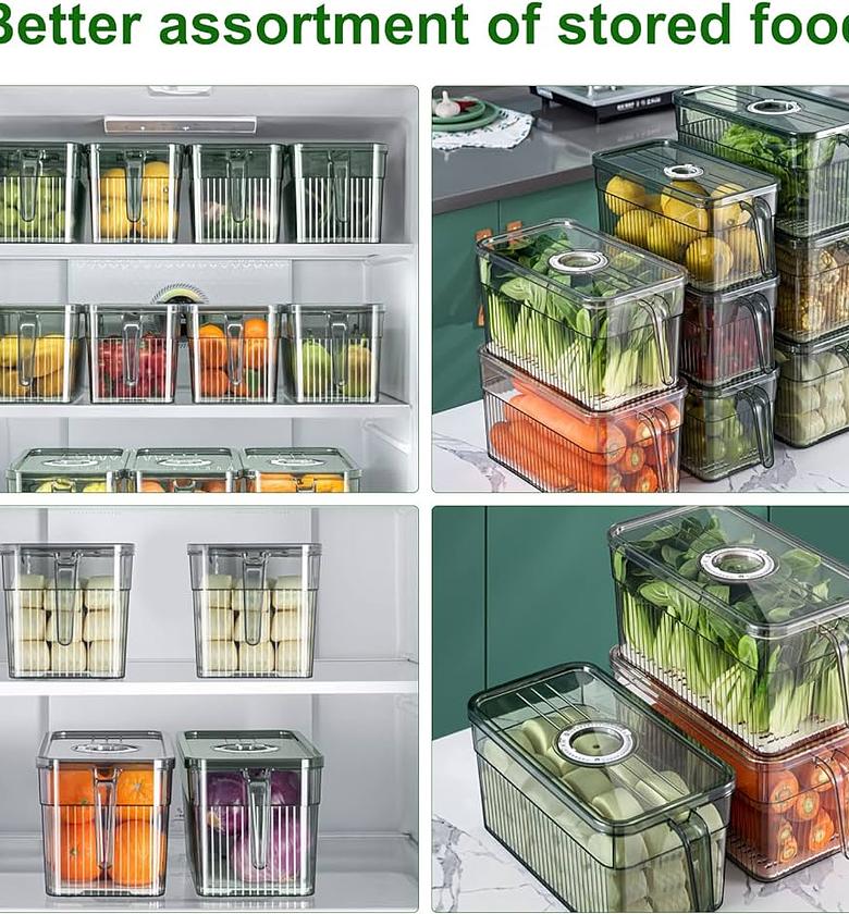 3L Elegant acrylic fridge container with date indicator now  availablein 2 colours clear and green image