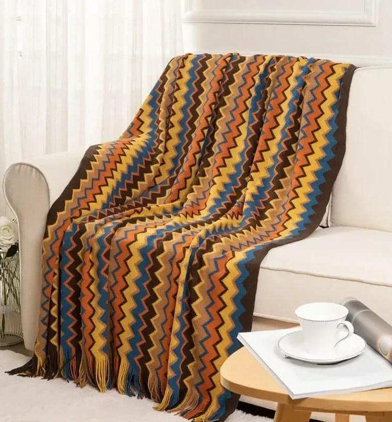 Knitted throw blanket with tassels  image