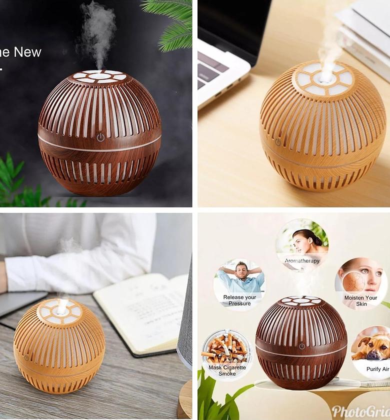 HUMIDIFIER. 200ml Wood Grain round shape Air Humidifier image