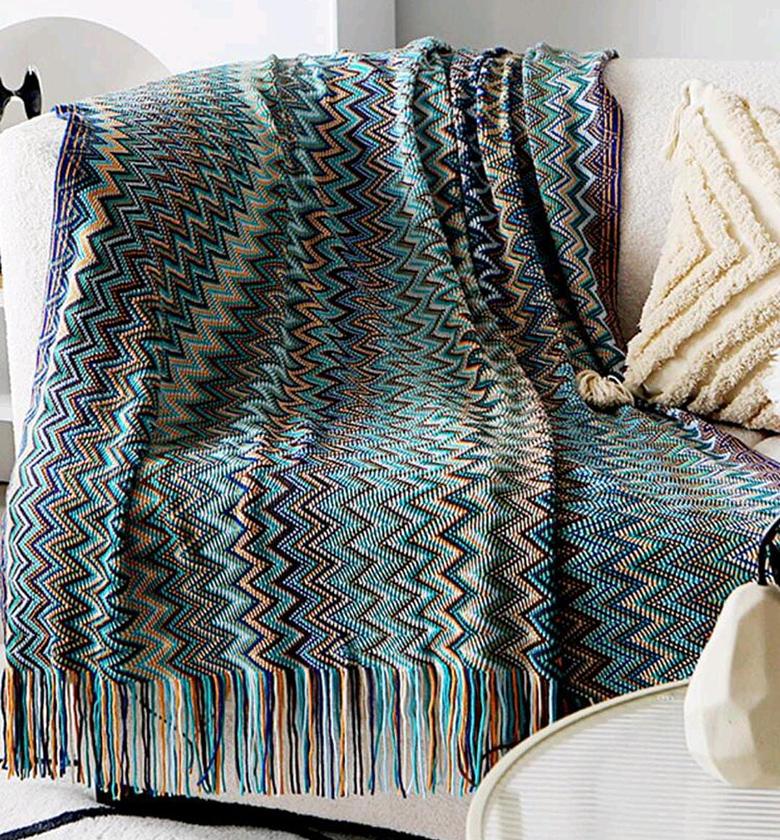 Knitted throw blanket with tassels  image