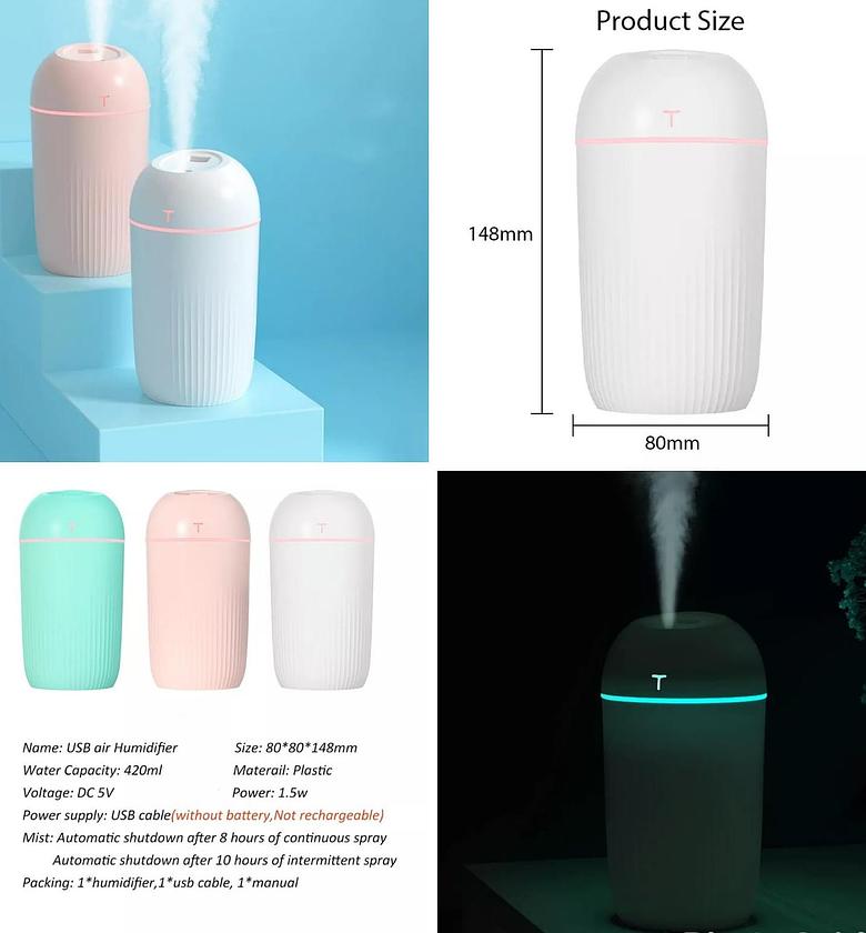 HUMIDIFIER. 420ML colourful nightlight humidifier image