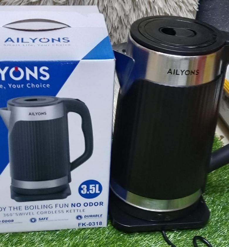 ELECTRIC KETTLE. High Quality Long Lasting AILYONS 3.5L Stainless Steel Electric Kettle-Ultra Plus Kettle. RECOMMEDED image