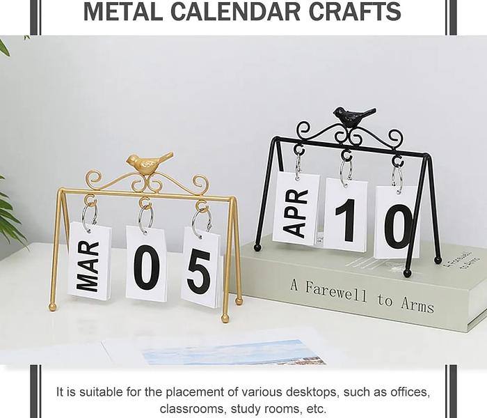 Fashion Iron Art Bird Page Turning Date Calendar home office image