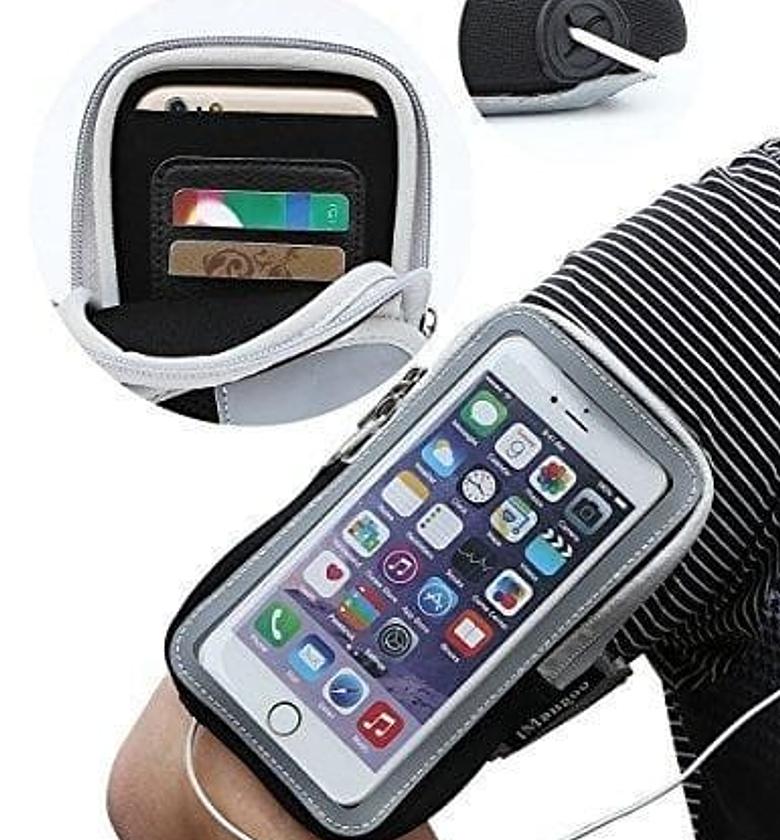Running Phone Holder, Arm band for Running ,Cell Phone Armband Holder for Walking, Gym, Workout, Men, Women, w/Adjustable Strap & Zipper Pocket  image