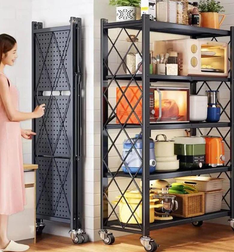 Big Size Foldable Kitchen Rack with wheels. image