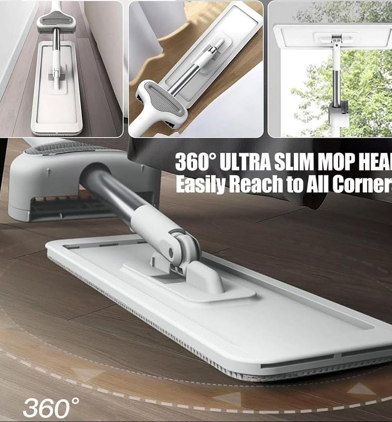 2 in 1 360°Rotating flat mop with extra mop pads image