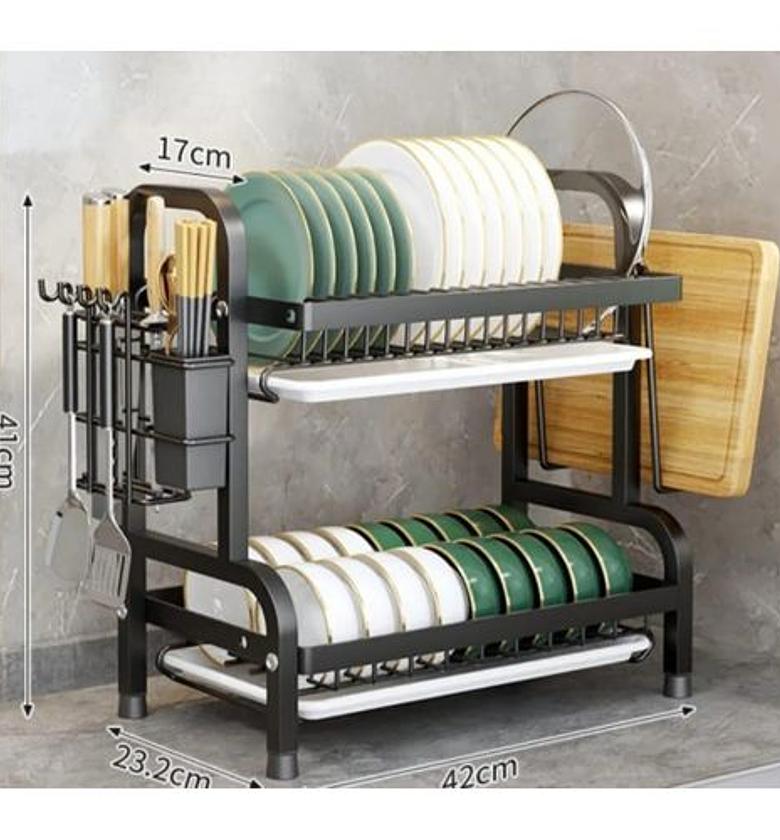 Dish Rack. High Quality 2 layer advanced Black dish rack image