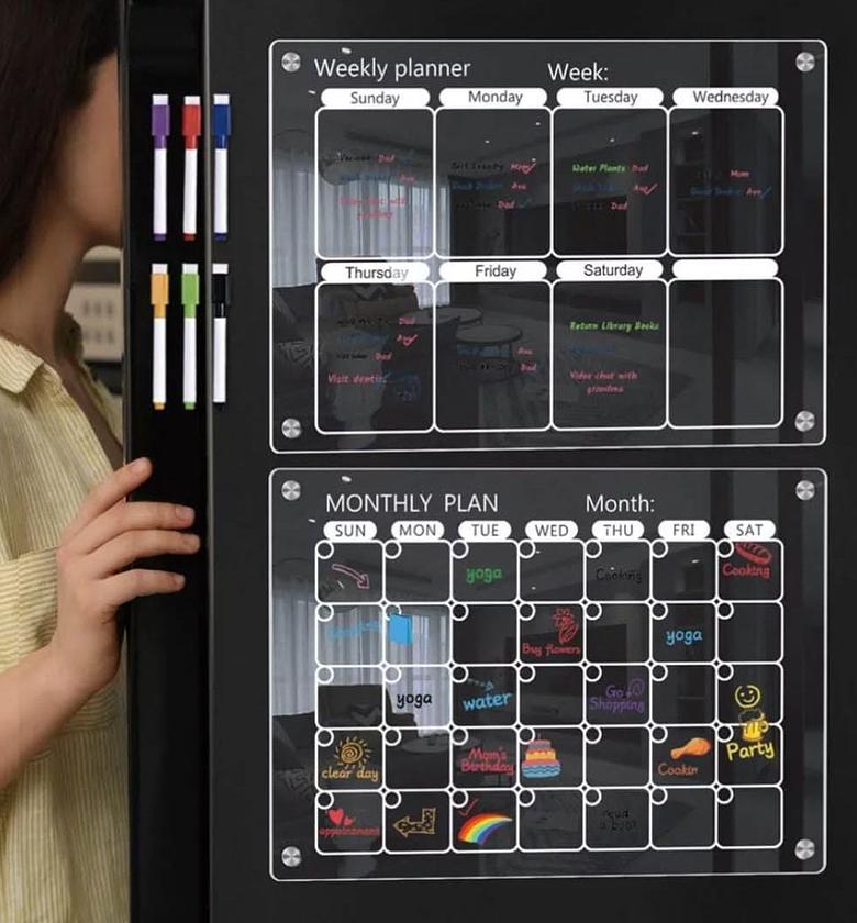 2 pcs set magnetic Montly/ WEEKLY fridge planner. image
