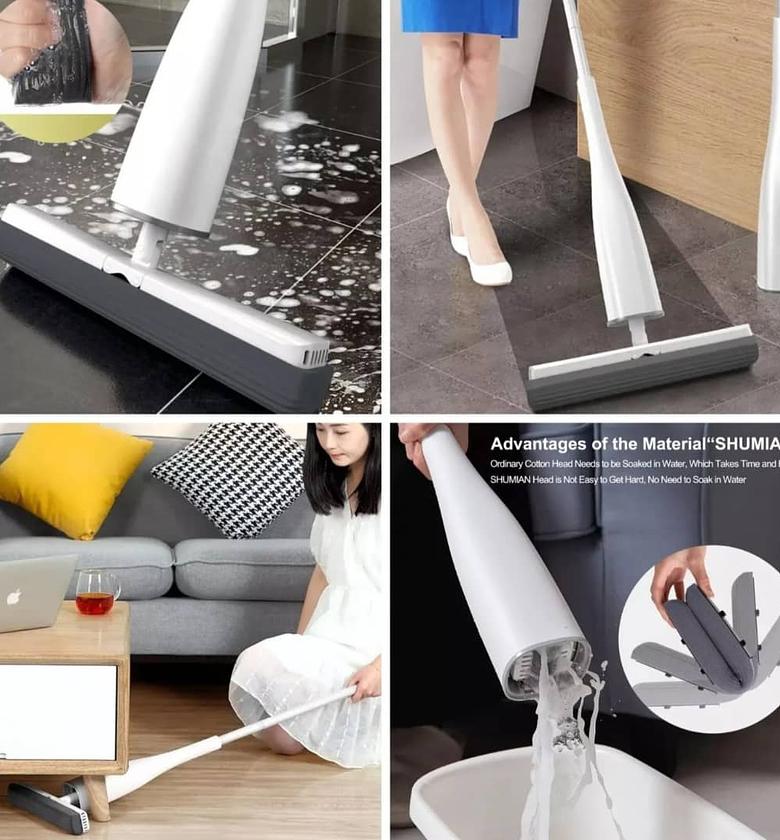 ROLLER MOP. Shuman sponge self squeezing roller mop image
