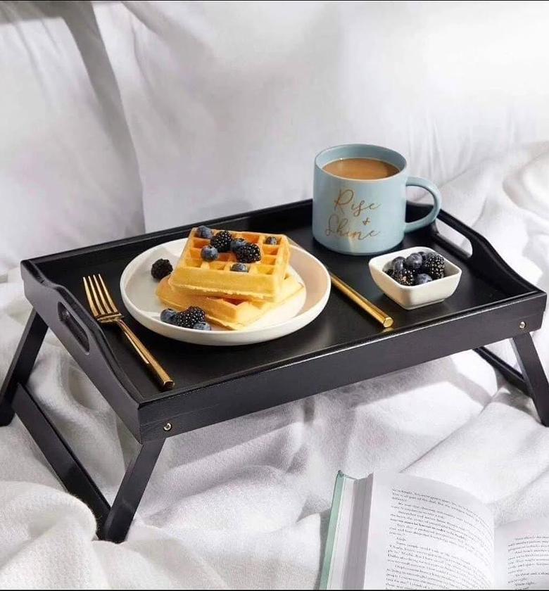 Foldable bamboo serving tray. image
