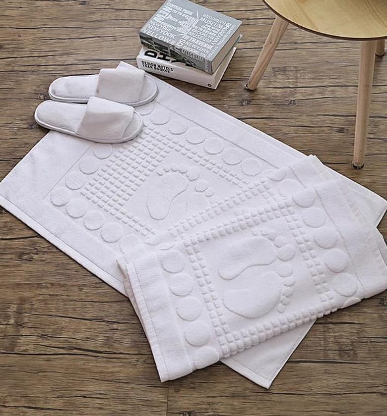 Cotton bath mats for bathroom floor [ hotel, spa, tub, shower bath mat floor towel set ], machine washable & soft & absorbent & quick dry 50cm*80cm image