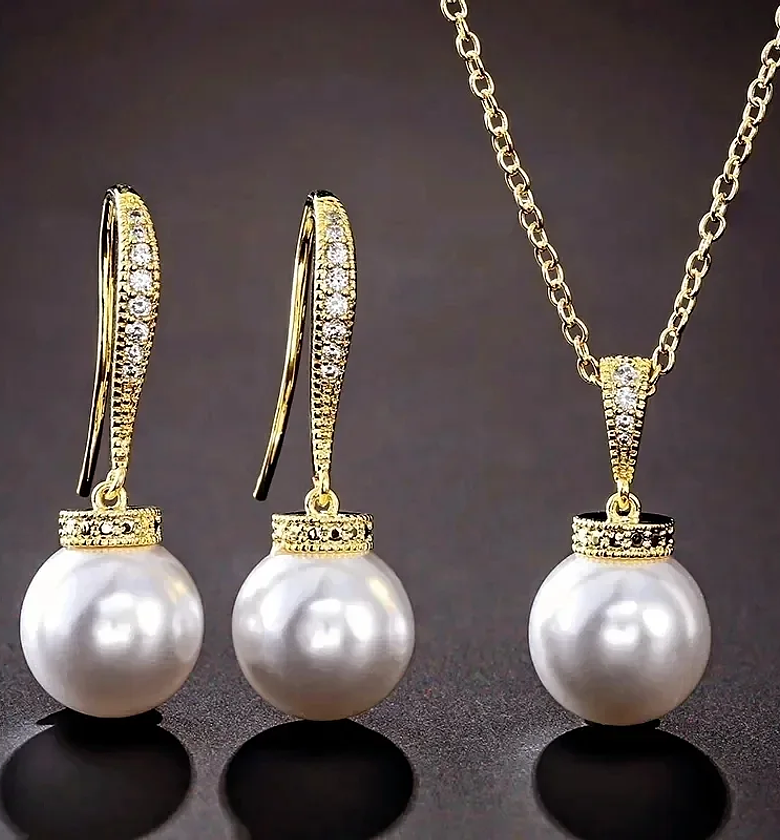 Cubic Zirconia imitation pearl set image