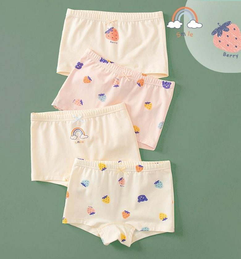 girls boxers briefs peach coloured strawberry image