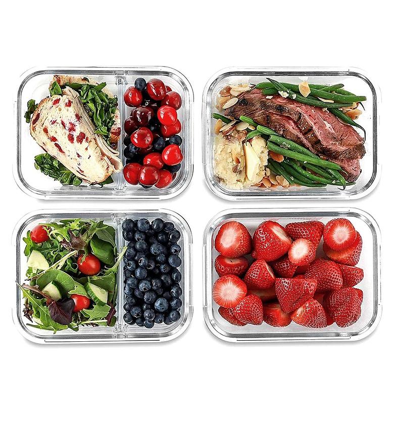 partitioned glass food storage containers image