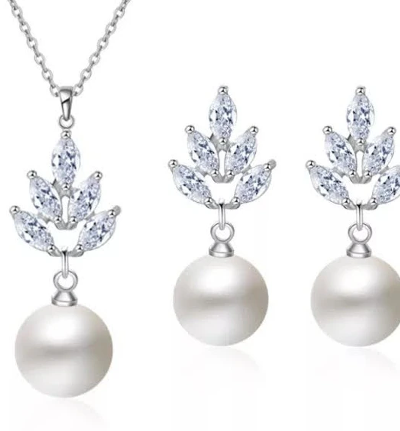 Imitation Pearl & cubic zirconia set image