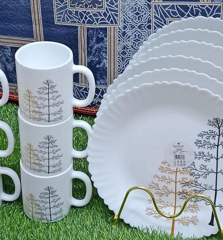 NEW STOCK ALERT. Quality Affordable 6pc Pine Teacup Plus 6pc Pine Plate Round Available image