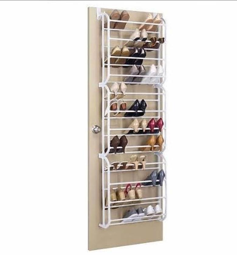 Simplify 36 Pair Adjustable Hanging Over the Door Shoe Rack, 12 Tier, in White image