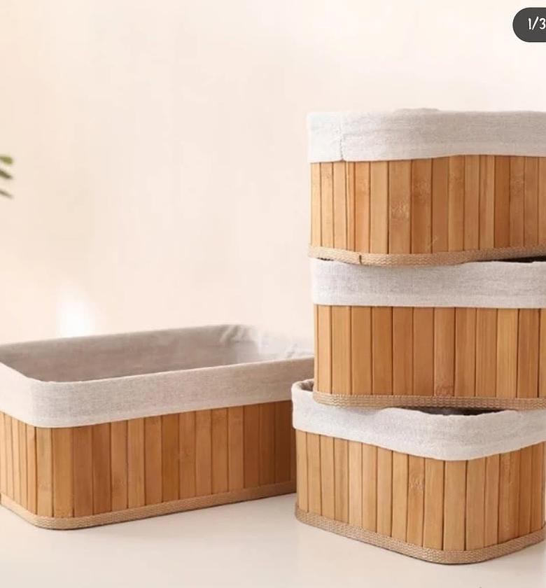 4pc set wicker baskets image