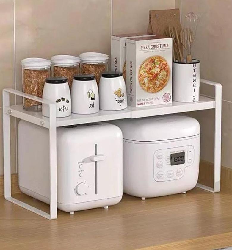 Retractable cabinet storage/spice under shelf rack/organizer. image