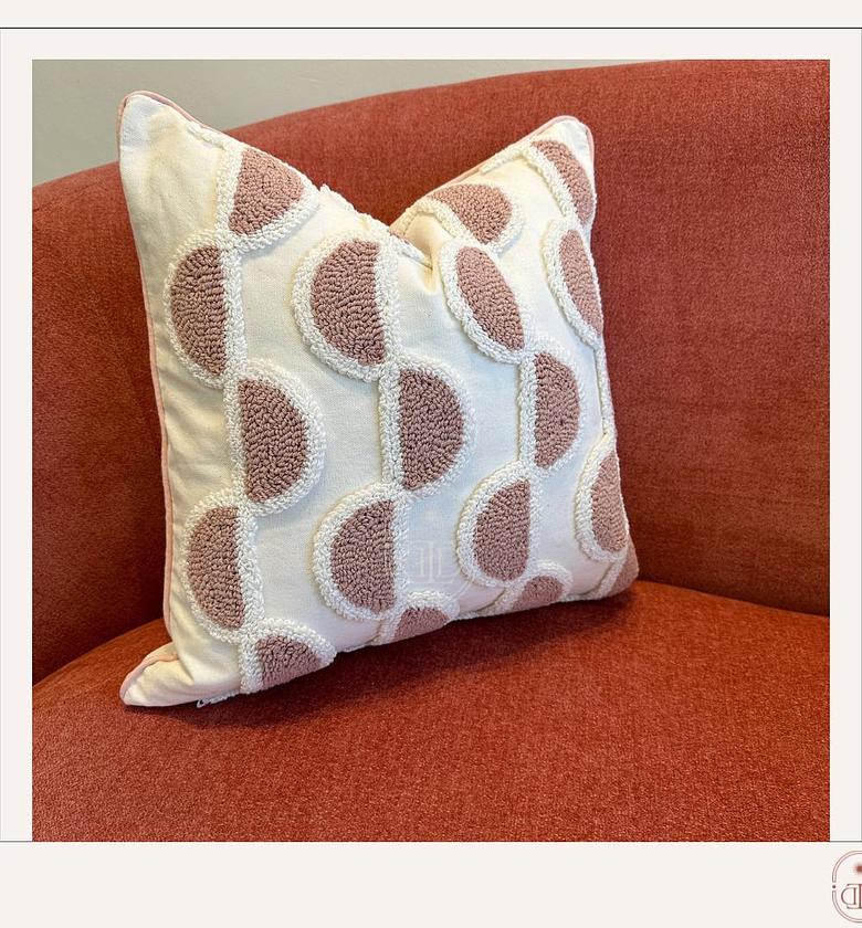 Luxe boho tufted cushion cover in dusty pink image
