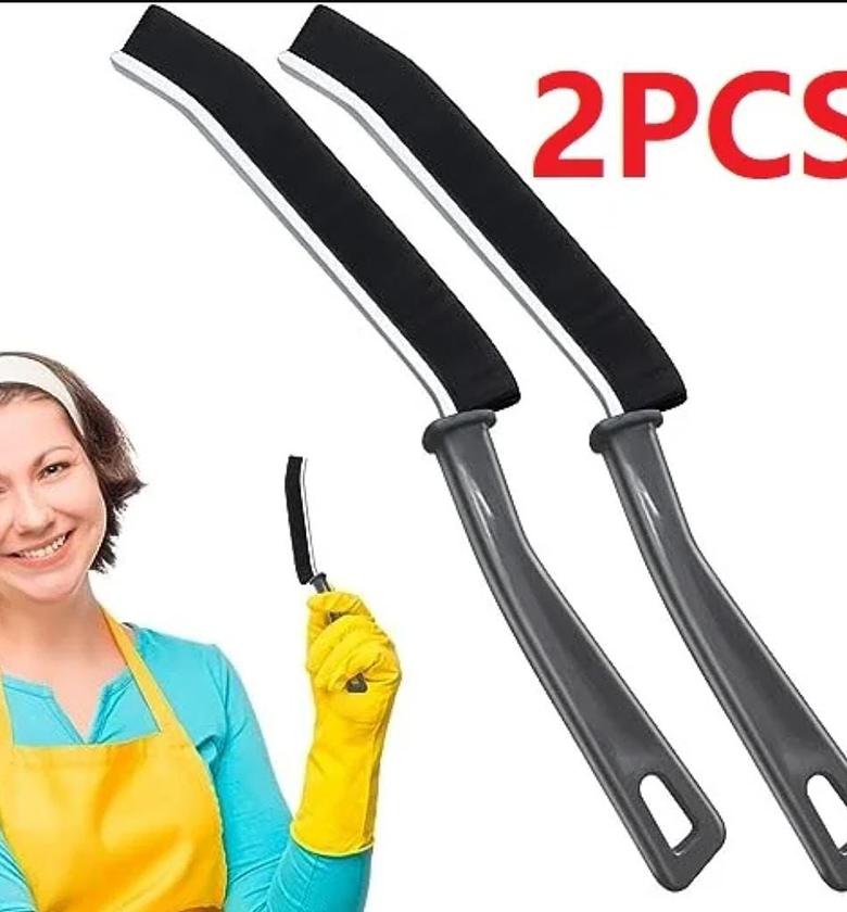 2pcs hard bristle crevice cleaning brush   Black image