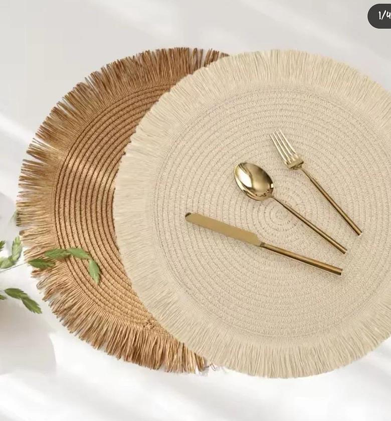 6Pcs Round Jute Table Mat. image