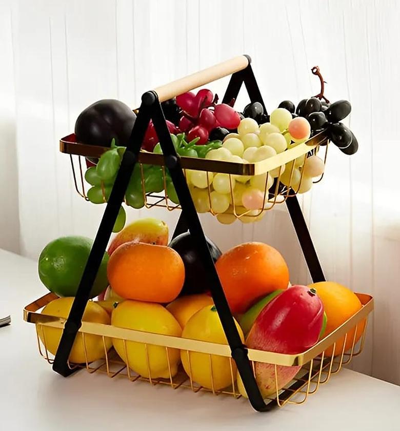 FRUIT RACK ORGANIZER. Metallic / Multifunctional Organizer / Fruit Rack 2 LAYER image