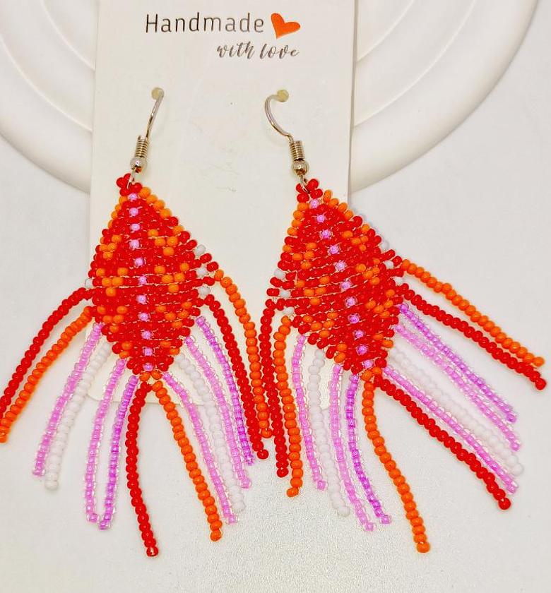 Handmade colourful beads earrings  image
