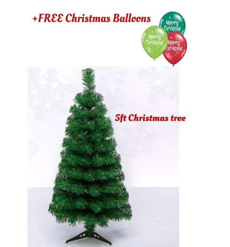 5ft Christmas Tree  + FREE Christmas balloons. image