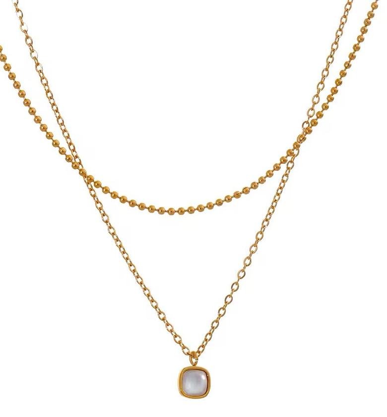 Gold coated Hypoallergenic Layered Necklace  image