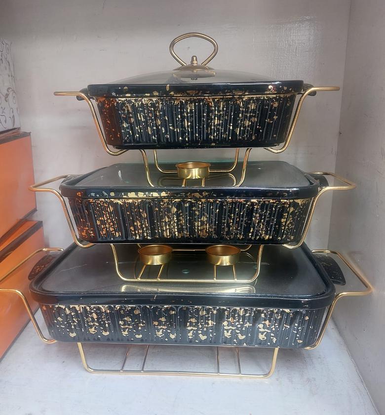 3pcs Ceramic Chaffing Dishes/ Food Warmers image