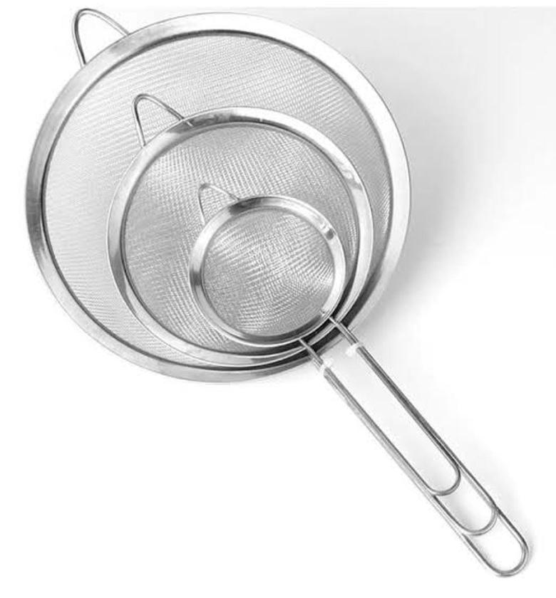 SIEVE STRAINER. 3 pcs stainless steel fine mesh sieve strainer set image