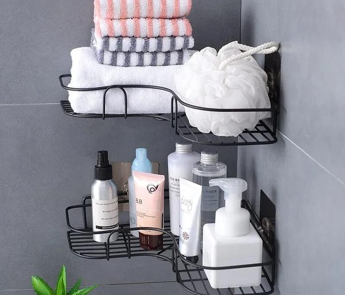 Corner METALLIC TRIANGLE shelves {bathroom//kitchen} image