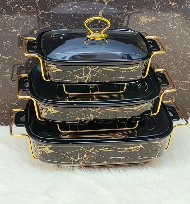 3pcs Ceramic Chaffing Dishes/ Food Warmers image