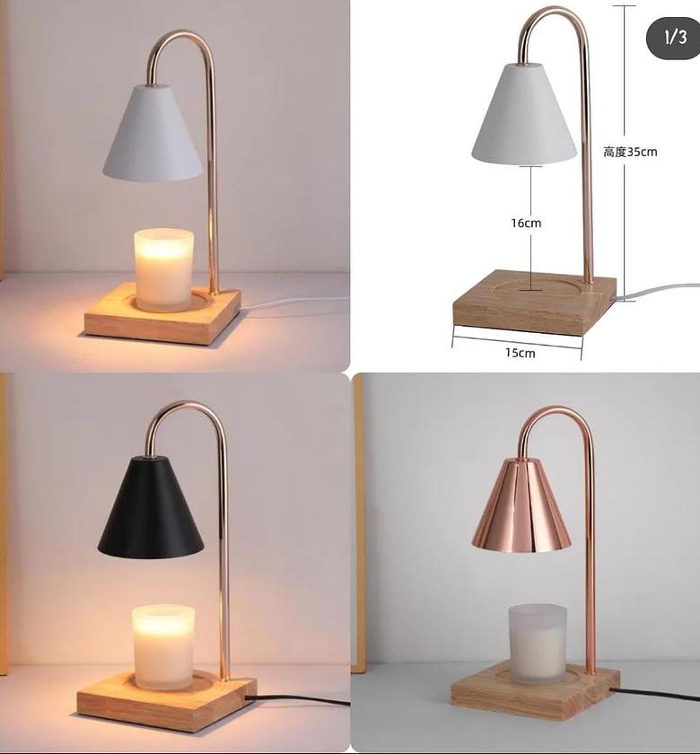 Electric Candle Wamers with wooden base. image