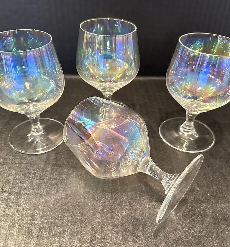 Vintage iridescent Rainbow Luster Brandy/Cognac snifter Glasses set Set, Cognac Glasses, |Lead-free Crystal|, Brandy Snifter, Perfect for Home, Restaurants and Parties, Cocktail Glass Set of 6 image