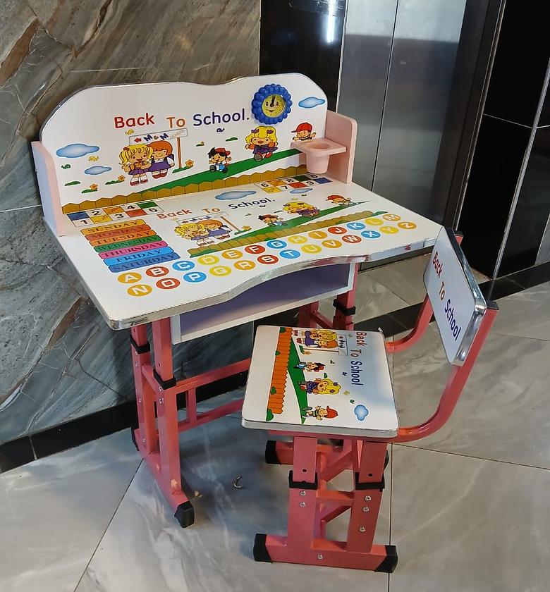 STUDY TABLE. Cartoon Themed Kids Study Table Plus A Chair Mcqueen image