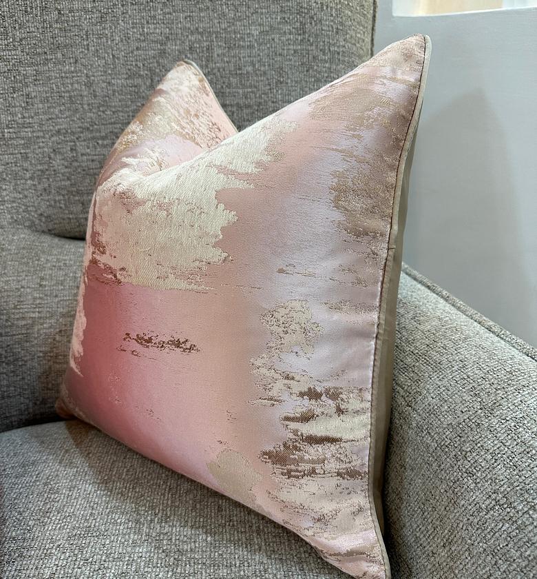 Luxury Jacquard cushion cover (blush pink and beige) image
