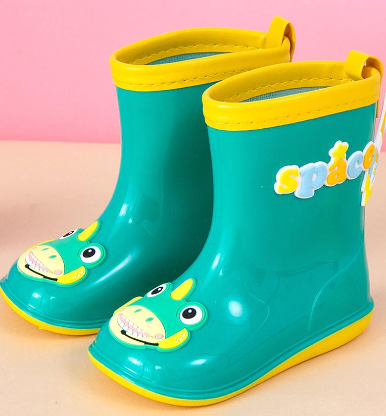 green and yellow dino wellies image