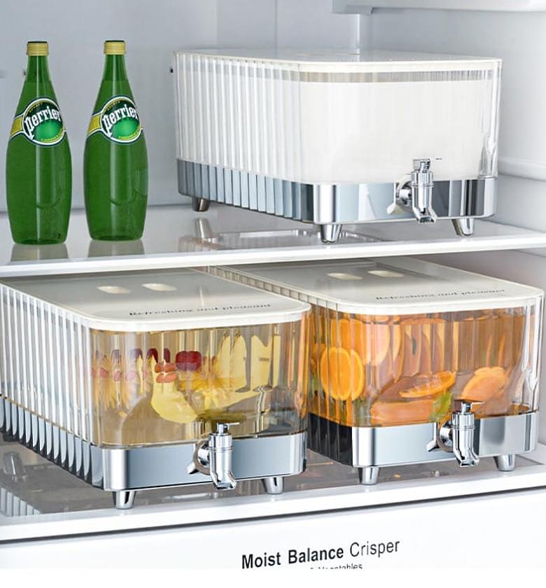 3.3 gallon clear beverage dispenser for fridge - premium iced water jug with filter, easy-pour spout & spigot - ideal for cold drinks at parties and gatherings image