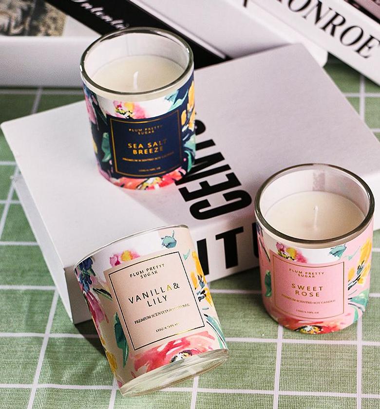 Botanical Scents Aromatherapy Scented Candles, Natural Lasting Fragrance, Smokeless, Stress Relief, Accompanying Gifts  Scents ( sea salt ,jasmine , sweet rose) image