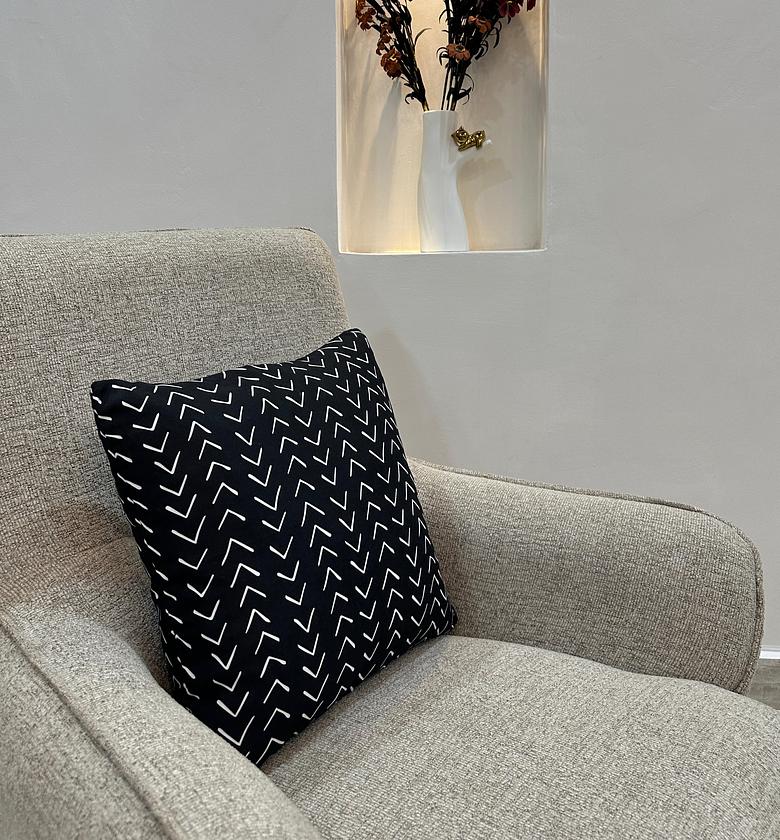 Luxury Boho cushion cover in monochrome. image