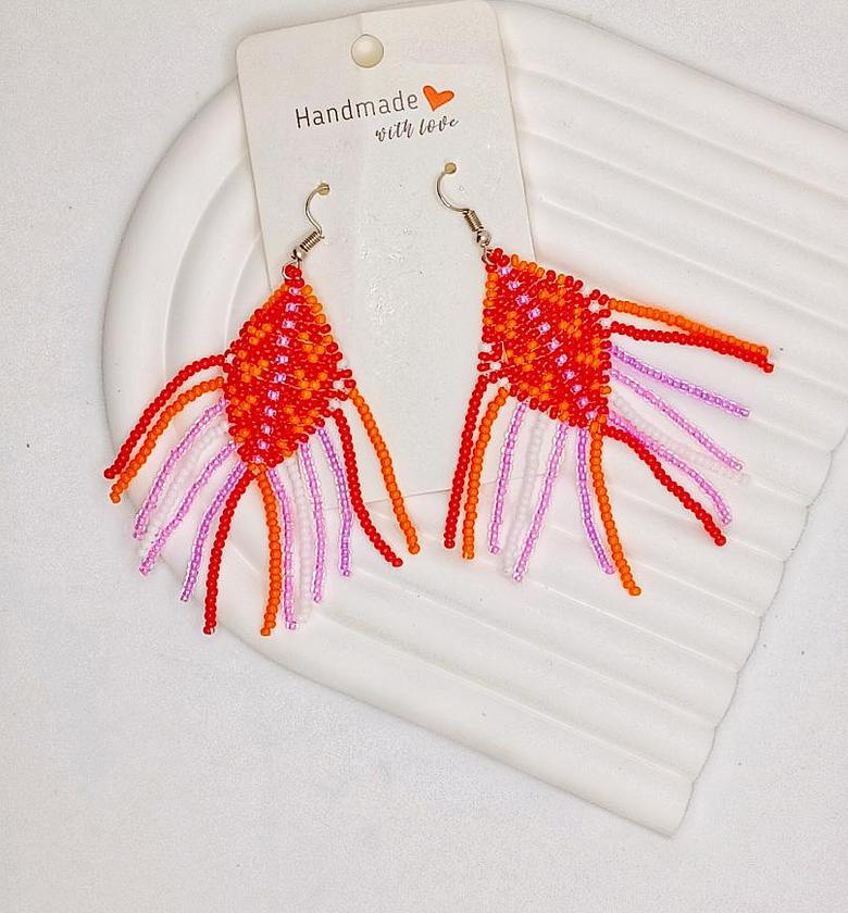 Handmade colourful beads earrings image