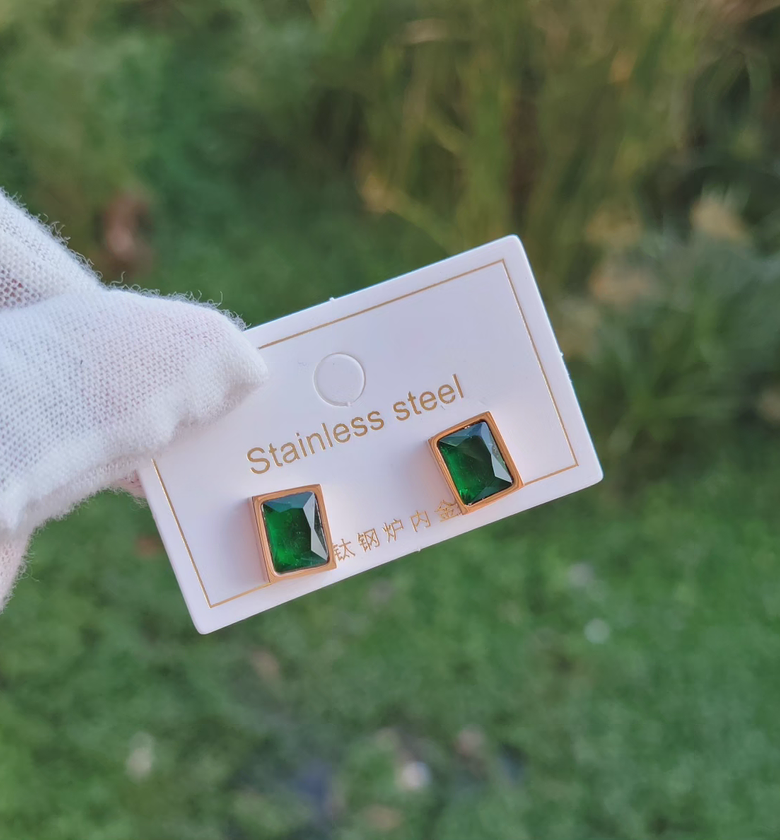 Emerald green studs  image