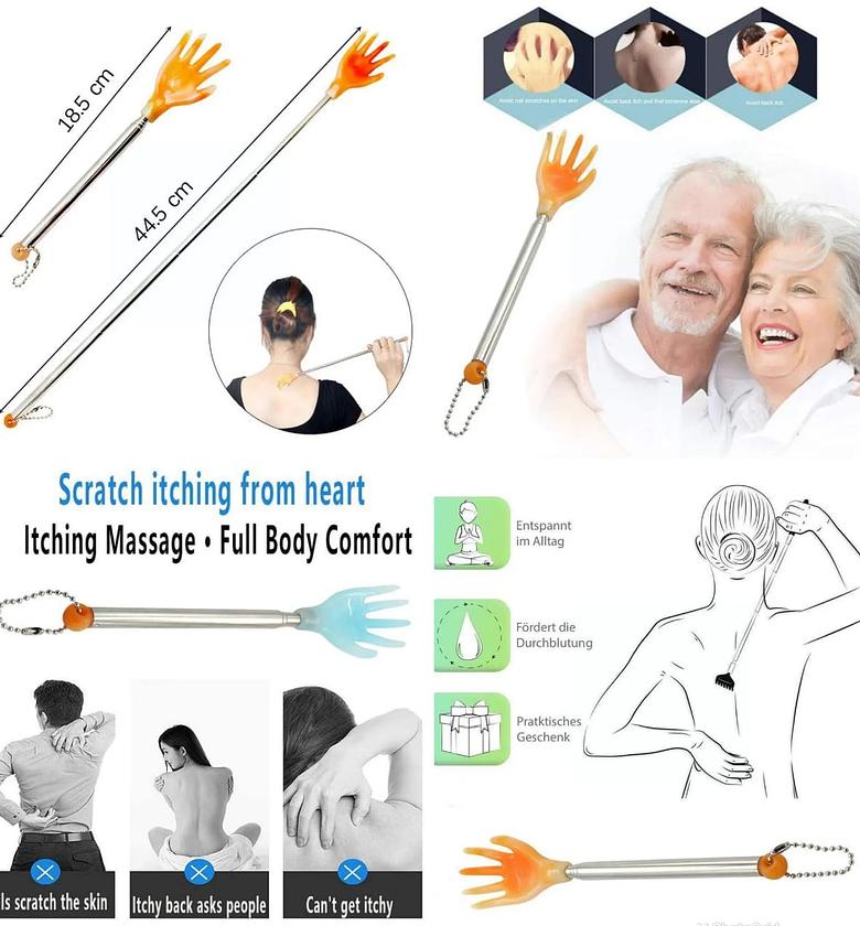 BACK STRETCHER. Telescopic silicone back scratcher image