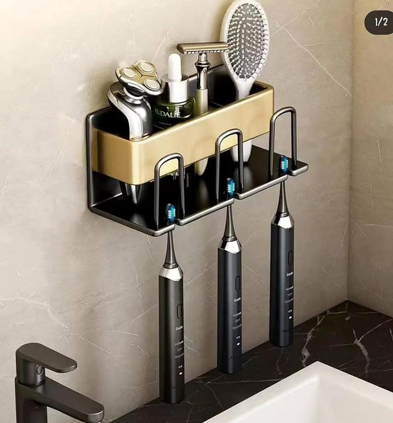 Wall mounted toothbrush holder. image