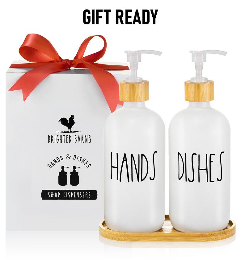 3in1 HANDS - DISHES, SOAP - LOTION branded  and unbranded Refillable ceramic s bottle with bamboo base now available   Capacity 500mls  each set has 1 black and 1 white bottle on a bamboo base image